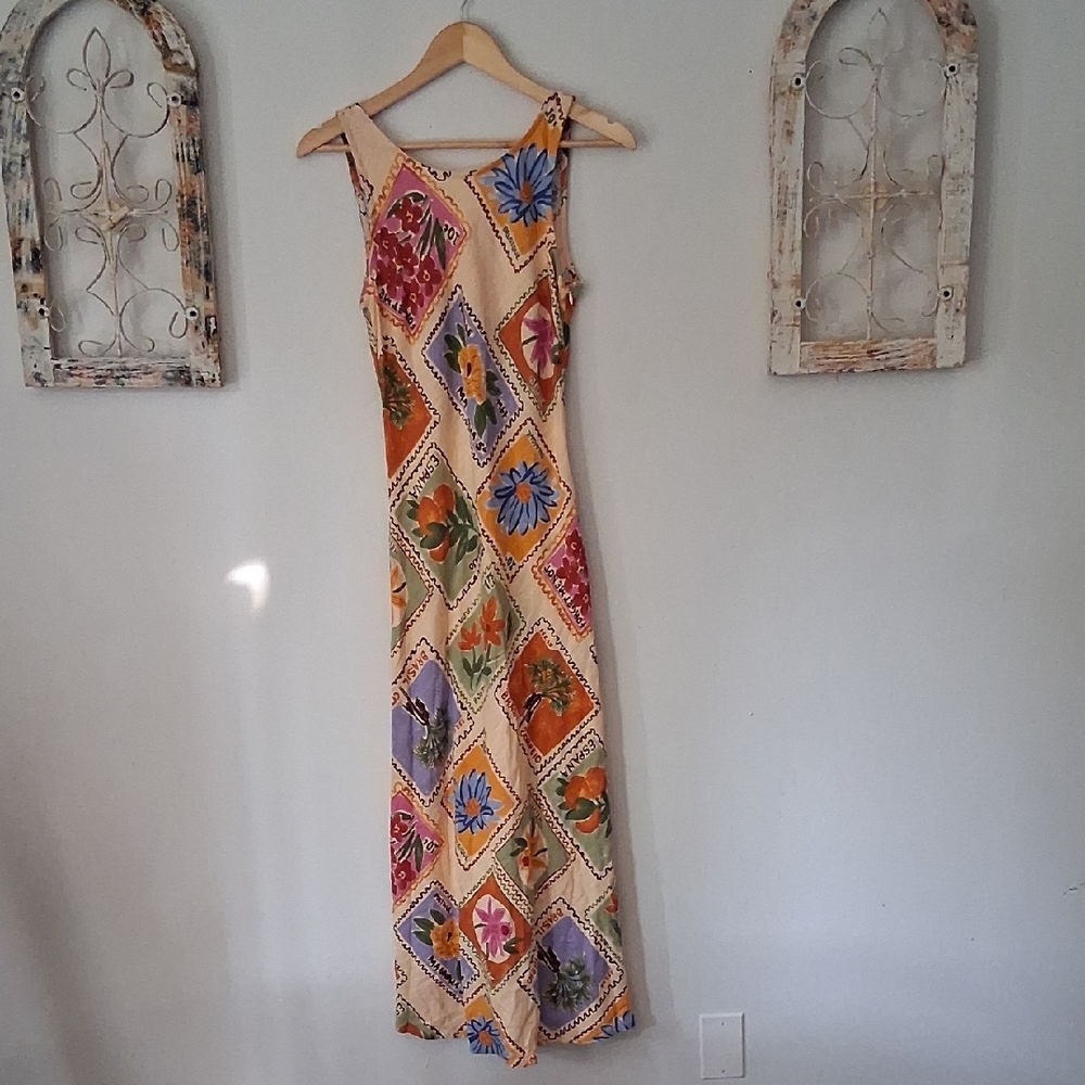 Floral Patchwork Sleeveless Maxi Dress